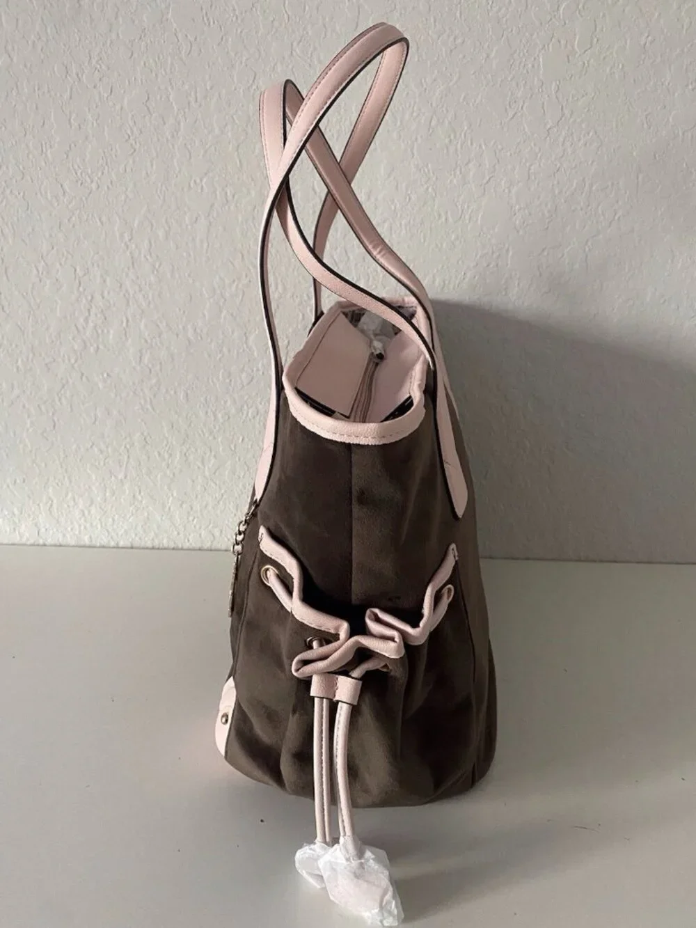 Juicy Couture Renaissance Tote In Chocolate Velvet Embroidered W/Crown Charm NEW